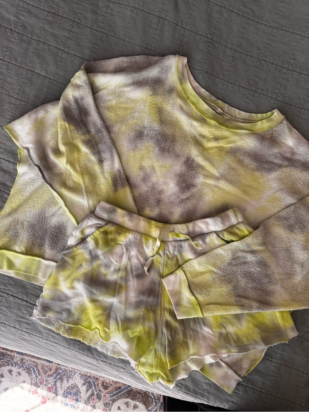 Free People Yellow & Taupe Tie-Dye Lounge Set